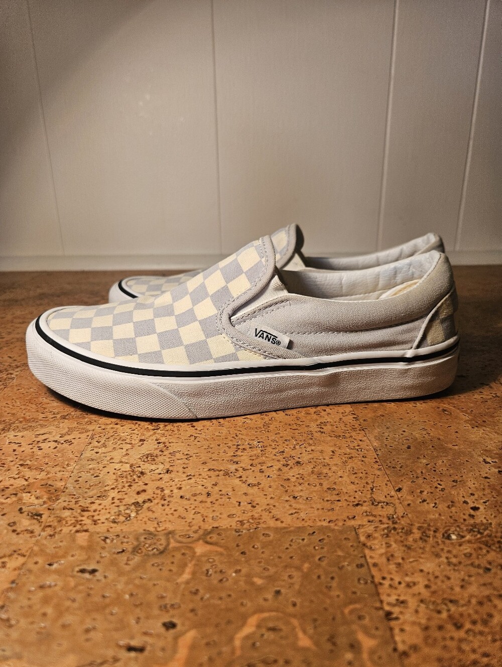 Vans Slip-On Checkered Sneakers - White/Light Gray